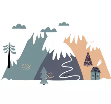 Nature wall sticker playful mountain landscape - TenStickers