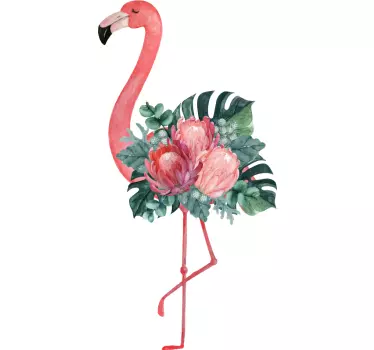 Wall sticker flamingo floral accent - TenStickers