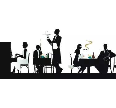 Vintage restaurant scene sticker - TenStickers