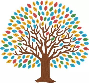 Wall sticker colorful leafy tree - TenStickers