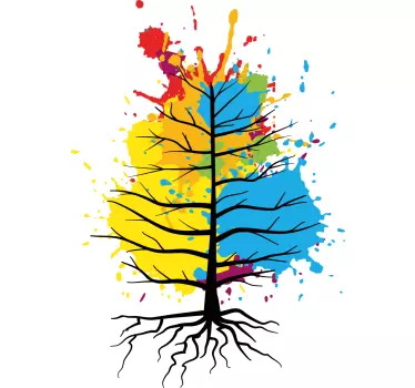 Colorful Tree Splash nature wall sticker - TenStickers