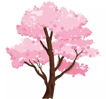 Nature wall sticker blossoming pink tree - TenStickers