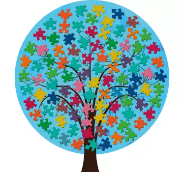 Wall sticker colorful puzzle tree - TenStickers