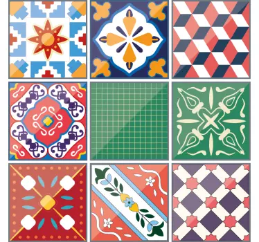 Tile sticker colorful patterned tiles - TenStickers