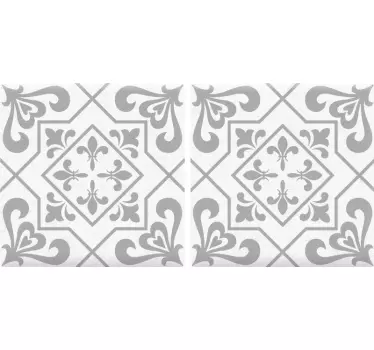 Grey and white tile sticker for bedroom - TenStickers
