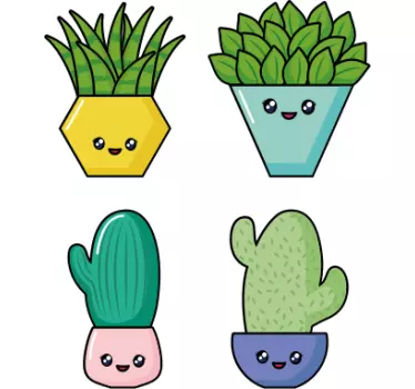 Cute potted plants wall sticker - TenStickers