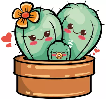 Adorable cactus clan wall sticker - TenStickers