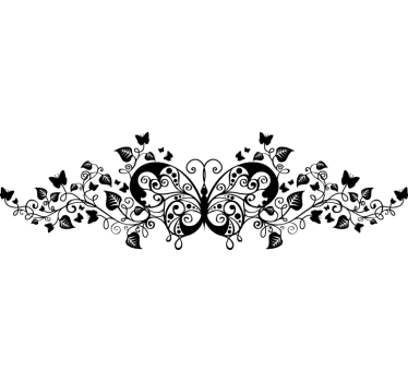 Ornamental plant butterfly headboard wall sticker - TenStickers