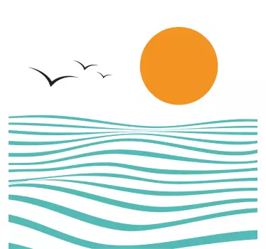 Nature wall sticker sun and waves design - TenStickers
