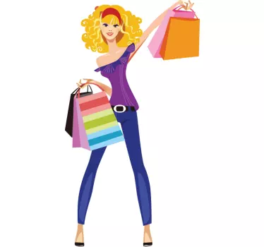 Lady Shopper Window Sticker - TenStickers