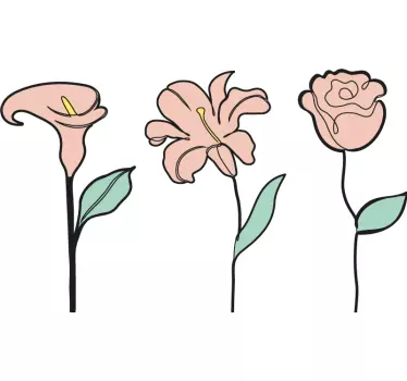 Flower wall sticker graceful blossom arrangement - TenStickers