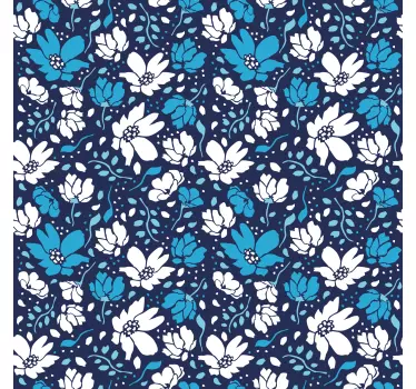 White daisies on blue background decals for furniture - TenStickers