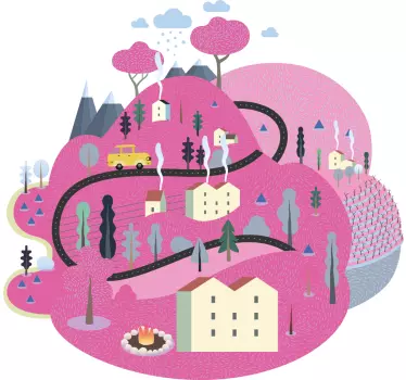 Nature wall sticker colorful scenic landscape - TenStickers