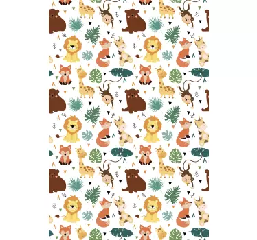 Cute wild animals with leaves decals for furniture - TenStickers