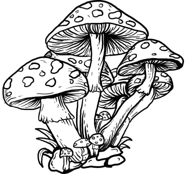 Mushroom Cluster Illustration plant sticker - TenStickers