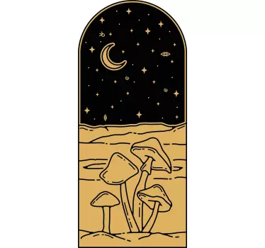 Nature wall sticker mushroom moon scene - TenStickers