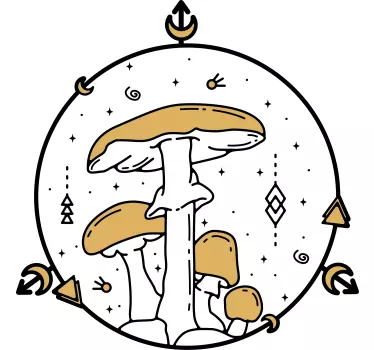 Mushroom circle illustration plant sticker - TenStickers