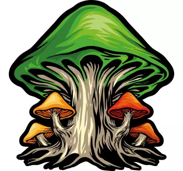 Colorful Mushroom Cluster plant sticker - TenStickers