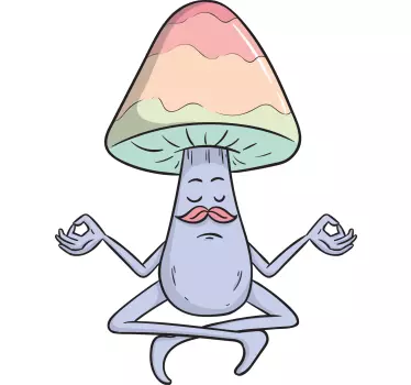 Meditating mushroom plant sticker - TenStickers