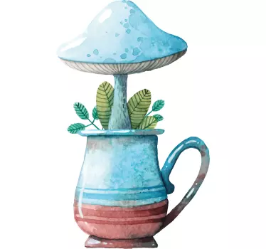 Whimsical Mushroom Container nature wall sticker - TenStickers