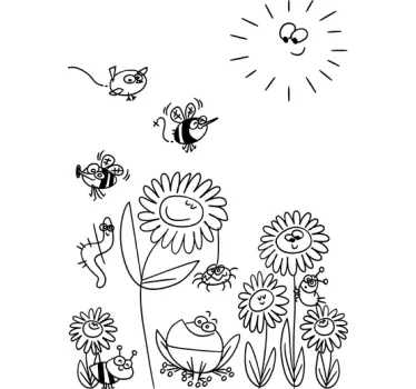 Daisies and Insects Kids Stickers - TenStickers