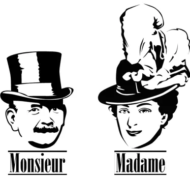 Monsieur and Madame Wall Toilet Sticker - TenStickers