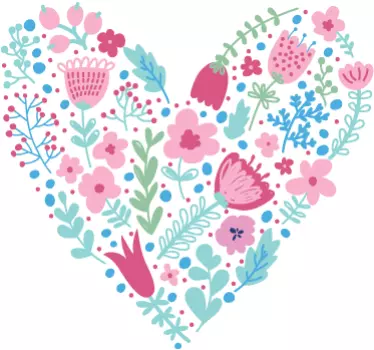 Floral wall sticker heart for bedroom - TenStickers