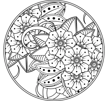 Floral circular pattern flower wall sticker - TenStickers
