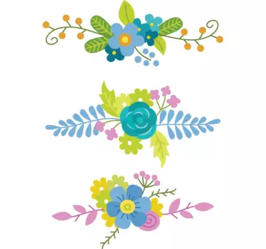September Floral Cool Tones Decals - TenStickers