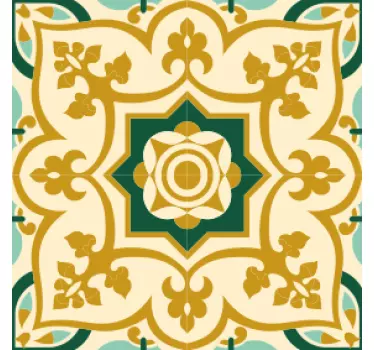Geometric floral motif tile sticker - TenStickers