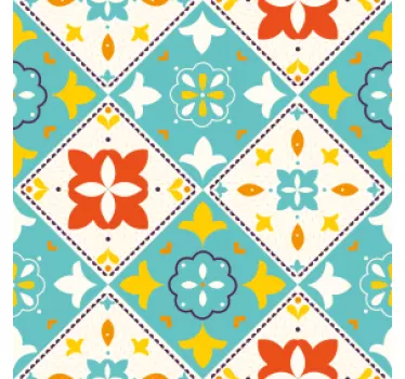 Tile sticker vibrant geometric design - TenStickers