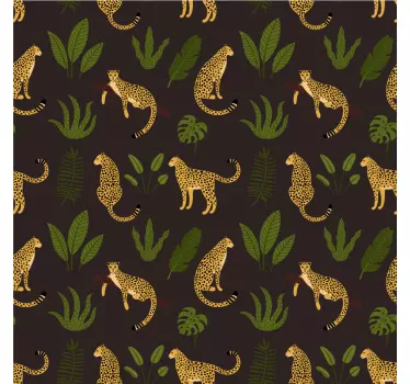 Dark botanical & wild leopard animal wall sticker - TenStickers