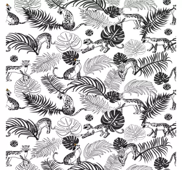 Black and white wild leopard tropical decals for furniture - TenStickers