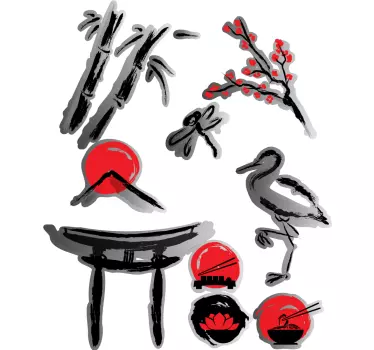 Japanese elements animal wall decor - TenStickers