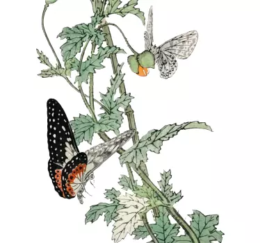 Colourful Butterflies Garden plant wall sticker - TenStickers