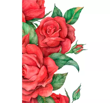Vibrant red roses flower wall sticker - TenStickers