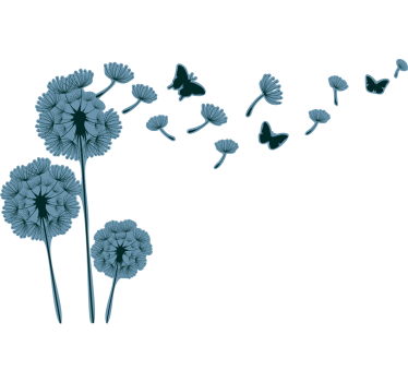 Blue butterfly and dandelion plant wall sticker - TenStickers