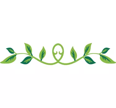 Green leaves filigree border living room plant wall sticker - TenStickers