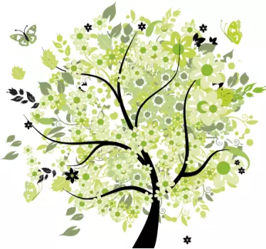 Green spring tree wall sticker - TenStickers