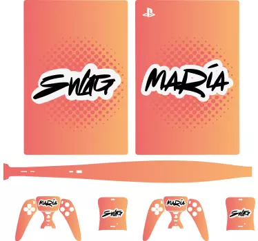 Swag graffiti name lettering orange background ps5 sticker - TenStickers