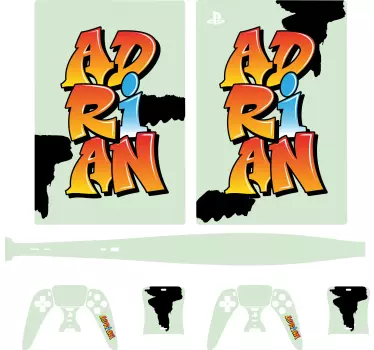 Personalised name graffiti lettering ps5 sticker - TenStickers