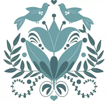 Floral Pattern Birds wall sticker - TenStickers