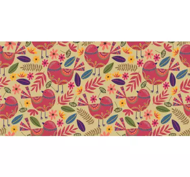 Colorful birds folk art pattern decals for furniture - TenStickers