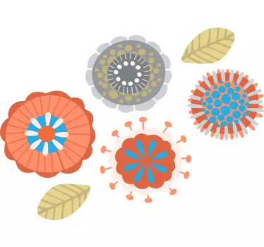 Colorful Floral Shapes flower wall sticker - TenStickers
