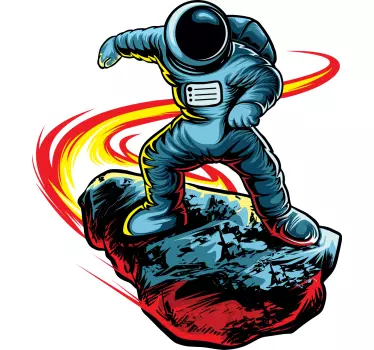 Video game sticker astronaut surfing motion - TenStickers
