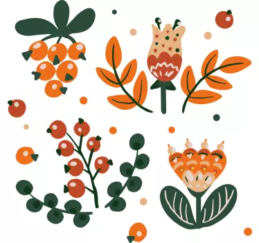 Flower wall sticker colorful floral designs - TenStickers