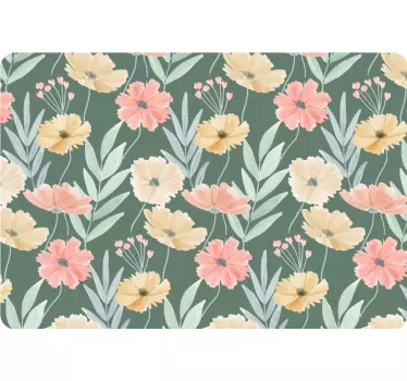 Original watercolor floral pattern laptop stickers - TenStickers
