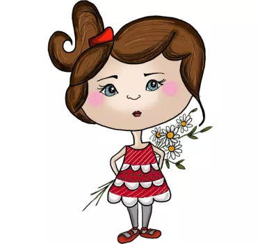 Little Girl Hiding Flowers Sticker - TenStickers