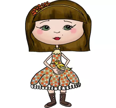 Kids Bird Girl Wall Sticker - TenStickers
