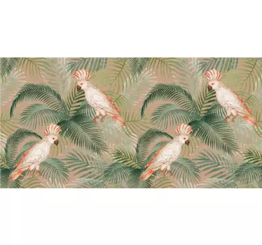 White parrots on beige palms decals for furniture - TenStickers